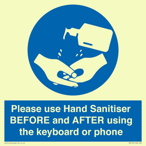 Please use Hand Sanitiser BEFORE and AFTER using the keyboard or phone